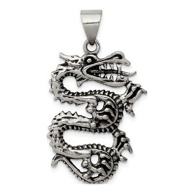 Sterling Silver Antiqued Dragon Pendant