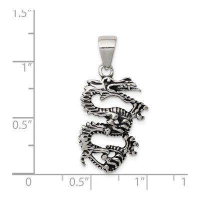 Sterling Silver Antiqued Dragon Pendant – view 4