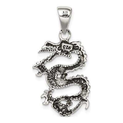 Sterling Silver Antiqued Dragon Pendant – view 5