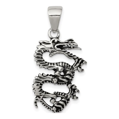 Sterling Silver Antiqued Dragon Pendant
