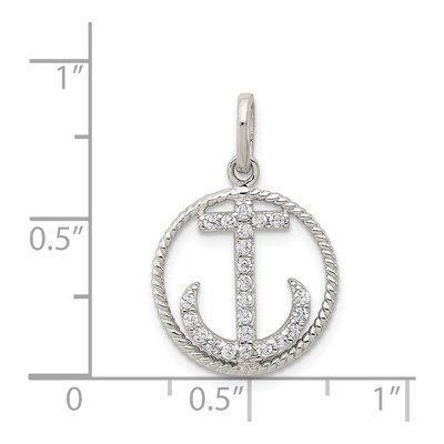 Sterling Silver CZ Anchor Pendant – view 4