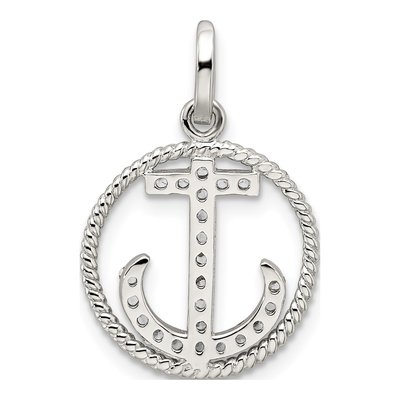 Sterling Silver CZ Anchor Pendant – view 5