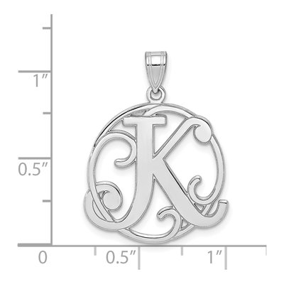Sterling Silver Script Letter K Pendant – view 4