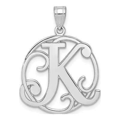 Sterling Silver Script Letter K Pendant