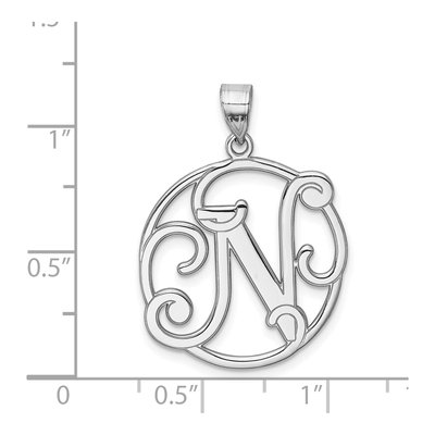 Sterling Silver Script Letter N Pendant – view 3