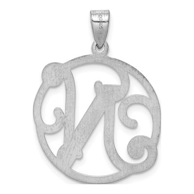 Sterling Silver Script Letter N Pendant – view 4