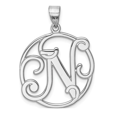 Sterling Silver Script Letter N Pendant