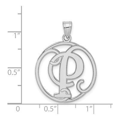 Sterling Silver Script Letter P Pendant – view 3