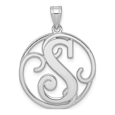 Sterling Silver Script Letter S Pendant