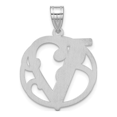 Sterling Silver Letter V Pendant – view 4