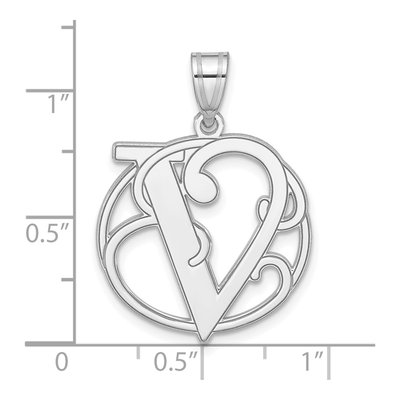 Sterling Silver Letter V Pendant – view 5