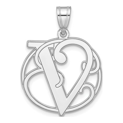 Sterling Silver Letter V Pendant