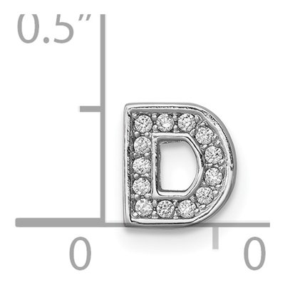 Sterling Silver CZ Letter D Charm – view 4