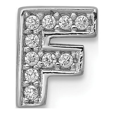 Sterling Silver CZ Letter F Charm
