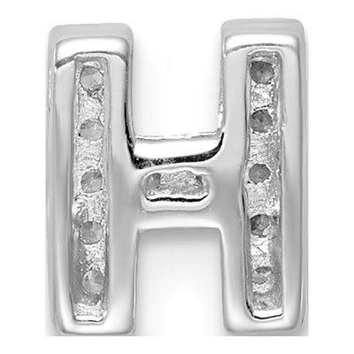 Sterling Silver CZ Letter H Charm – view 3