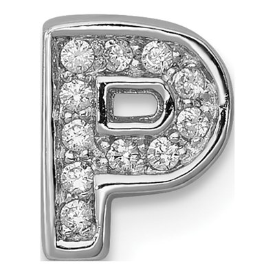 Sterling Silver CZ Letter P Charm