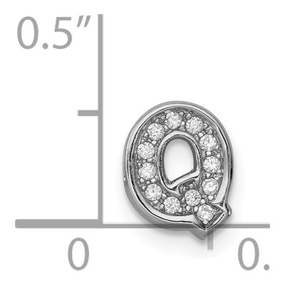 Sterling Silver CZ Letter Q Charm – view 4
