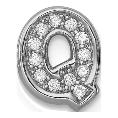 Sterling Silver CZ Letter Q Charm