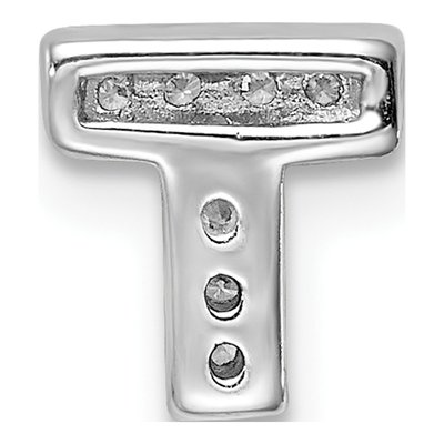 Sterling Silver CZ Letter T Charm – view 3