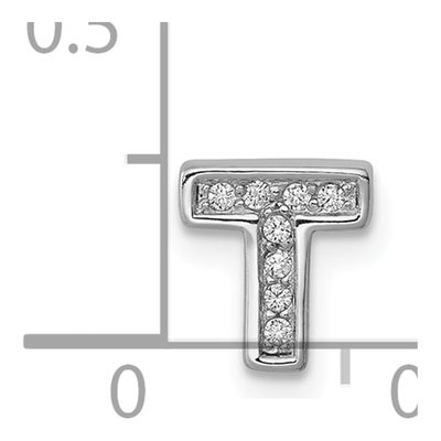 Sterling Silver CZ Letter T Charm – view 4