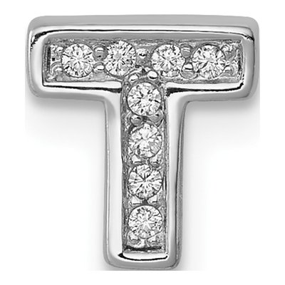 Sterling Silver CZ Letter T Charm