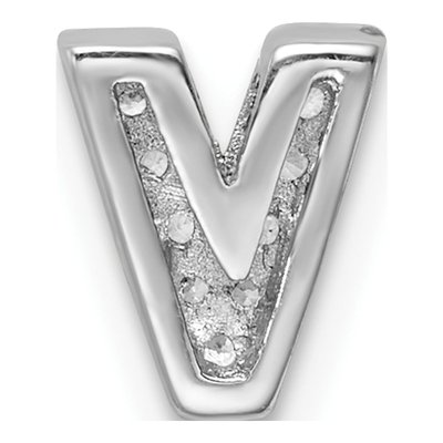 Sterling Silver CZ Letter V Charm – view 3