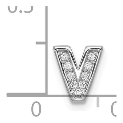 Sterling Silver CZ Letter V Charm – view 4