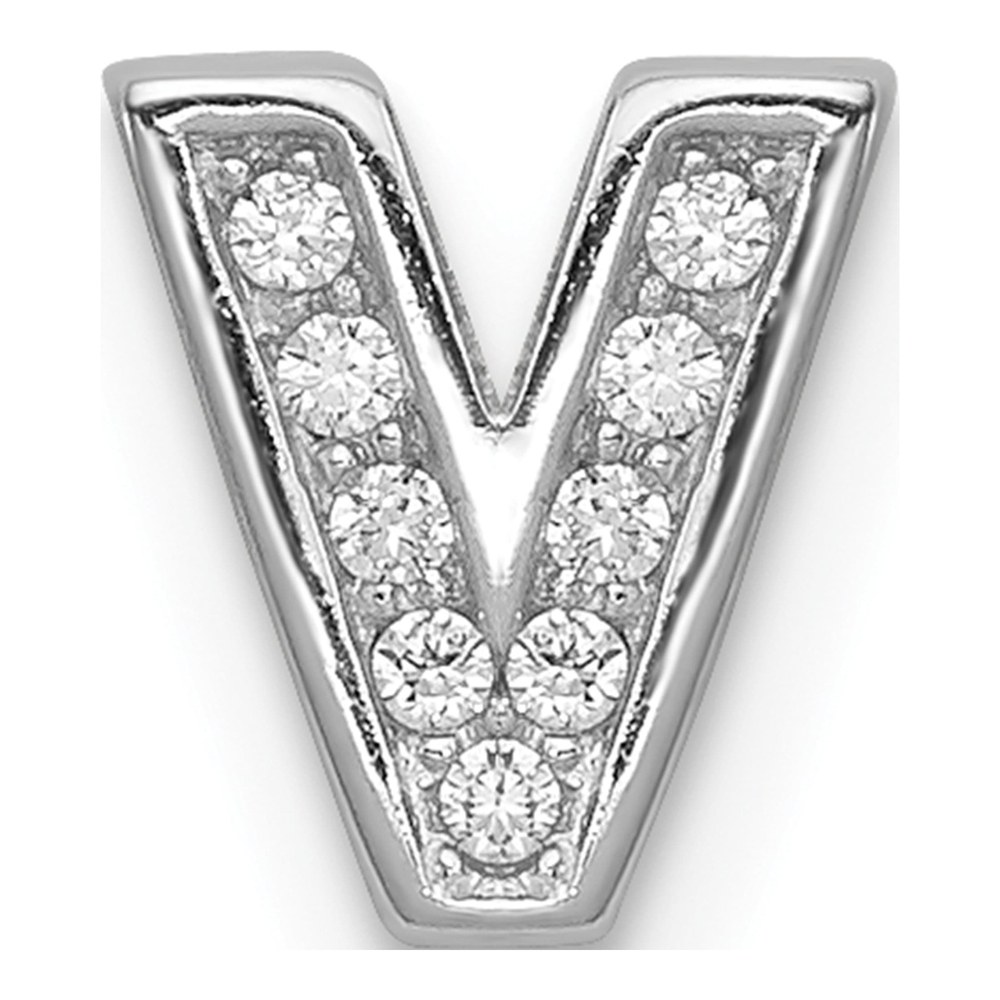 Sterling Silver CZ Letter V Charm