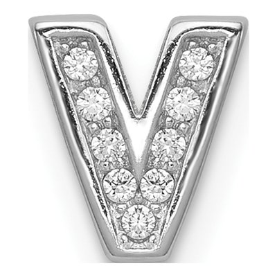 Sterling Silver CZ Letter V Charm