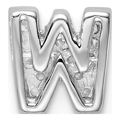 Sterling Silver CZ Letter W Charm – view 3