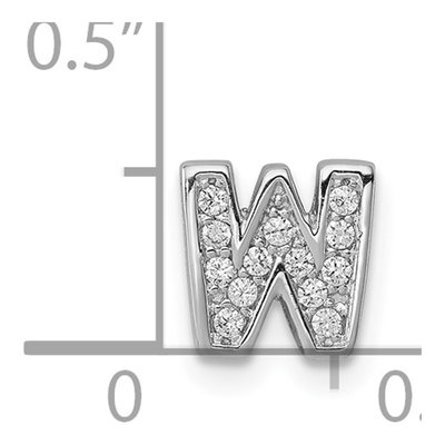 Sterling Silver CZ Letter W Charm – view 4