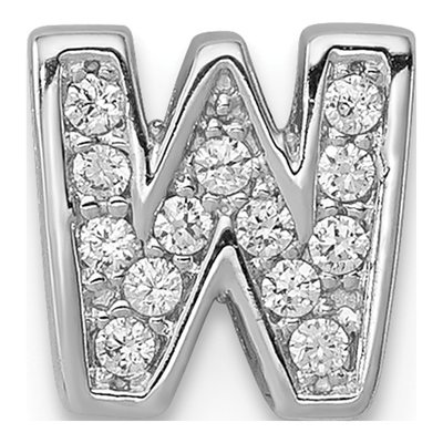 Sterling Silver CZ Letter W Charm