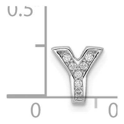 Sterling Silver CZ Letter Y Charm – view 4
