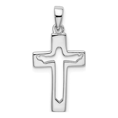 Sterling Silver Jesus Cut-Out Cross Pendant