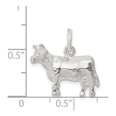 Sterling Silver 3D Cow Pendant – view 4