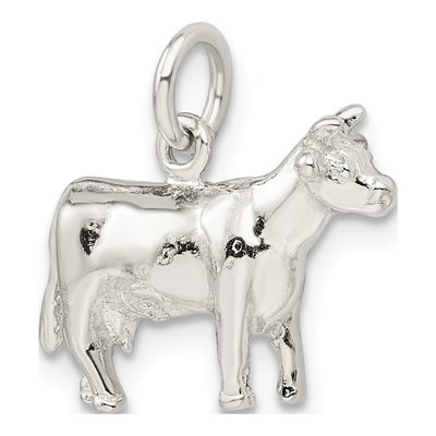 Sterling Silver 3D Cow Pendant – view 6