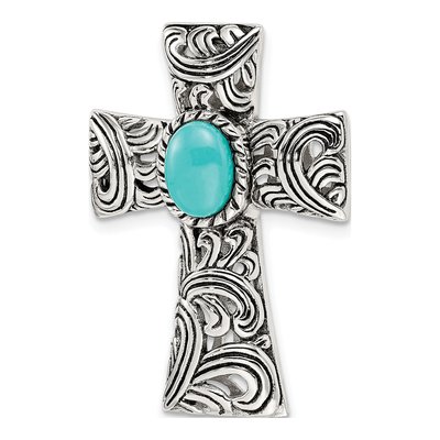 Sterling Silver Turquoise Cabochon Slide Pendant – view 5