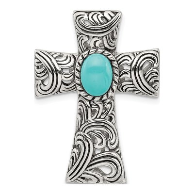 Sterling Silver Turquoise Cabochon Slide Pendant