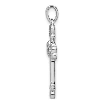 Sterling Silver CZ Heart Cross Pendant – view 3