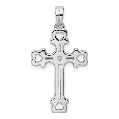 Sterling Silver CZ Heart Cross Pendant – view 4