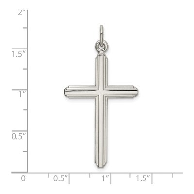 Sterling Silver Grooved Cross Pendant – view 5
