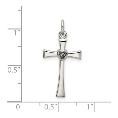 Sterling Silver CZ Heart Cross Pendant – view 5