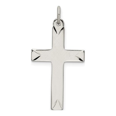 Sterling Silver Diamond-Cut Cross Pendant