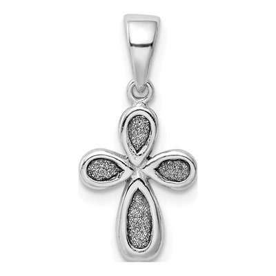 Sterling Silver Enamel Glitter Fabric Cross Pendant