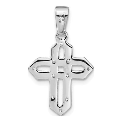 Sterling Silver CZ Woven Cross Pendant – view 3