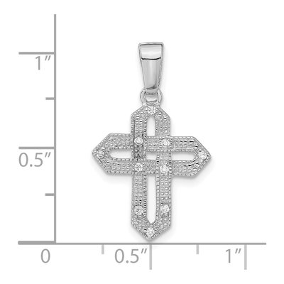 Sterling Silver CZ Woven Cross Pendant – view 4