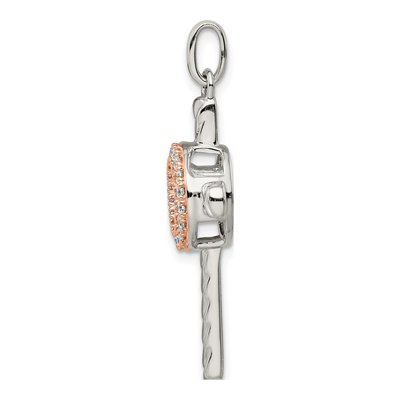 Rose Gold-Plated Sterling Silver CZ Cross Pendant – view 3