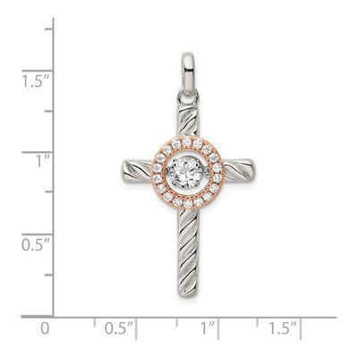 Rose Gold-Plated Sterling Silver CZ Cross Pendant – view 5