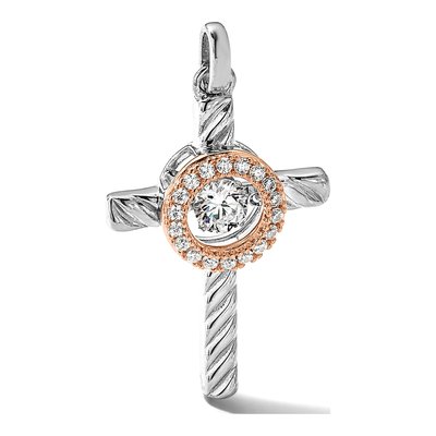 Rose Gold-Plated Sterling Silver CZ Cross Pendant – view 6