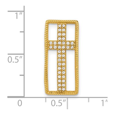 Gold-Plated Sterling Silver CZ Cross Slide Pendant – view 4